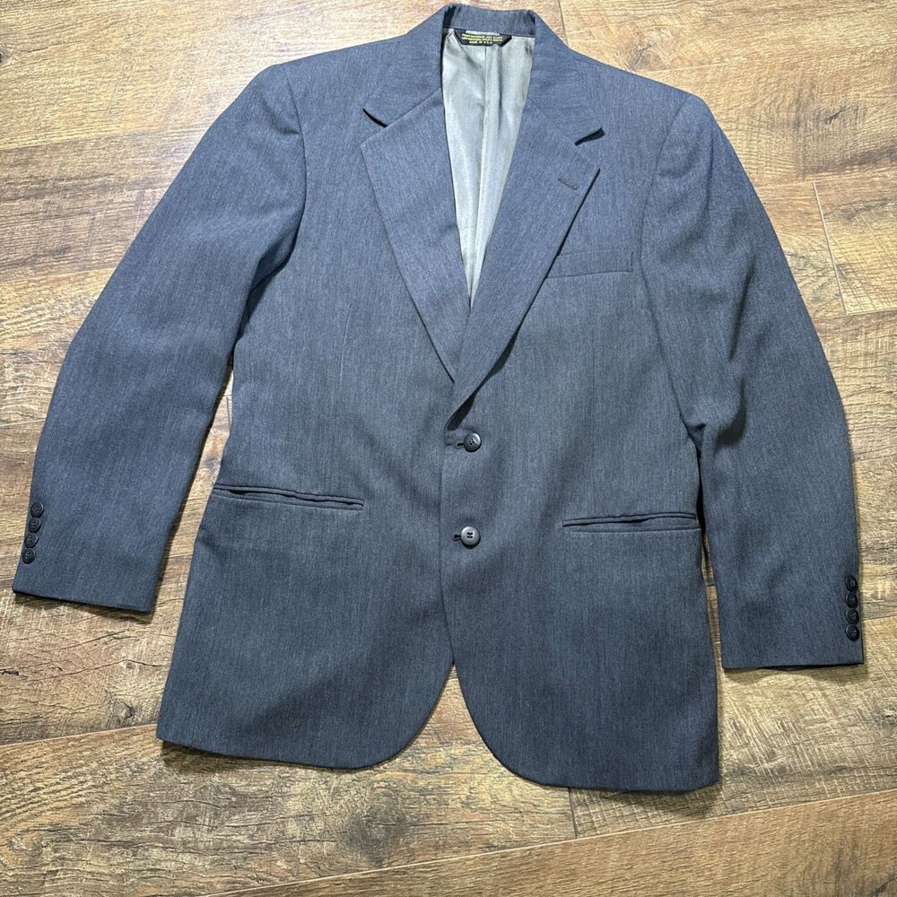 Vintage LL Bean Blazer Mens 42R Gray Herringbone Sport Coat Made in USA R579